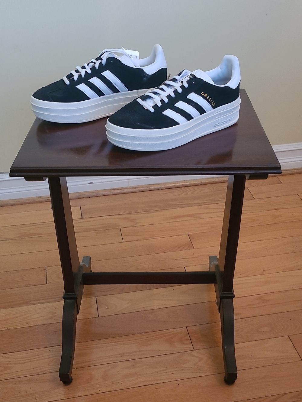 adidas Gazelle Platform Sneakers in Black and White